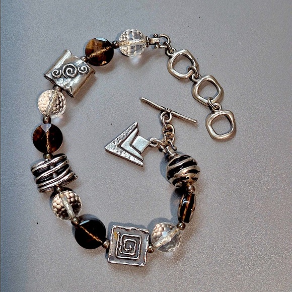 Silpada Vintage Sterling Crystal & Smokey Quartz Artistic Bracelet - Picture 3 of 8